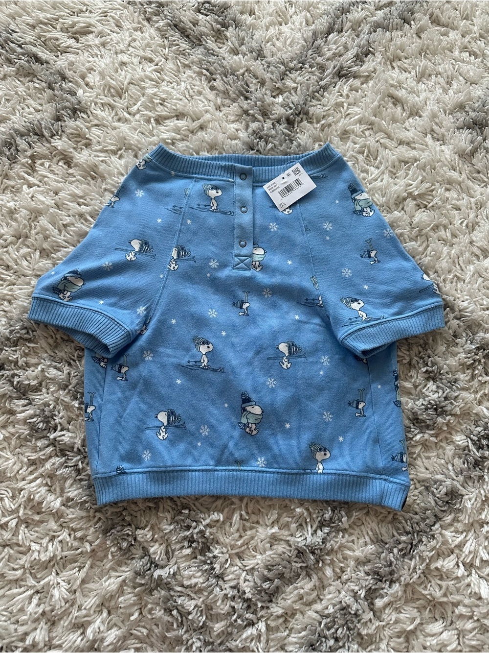 American Eagle ABO snoopy skier snow flakes dog clothes pj blue size L